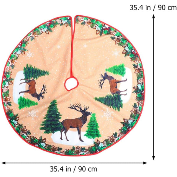 1 kpl 82 cm (tyyli C) maalaismainen joulukuusen hame, joulupukin kuvio