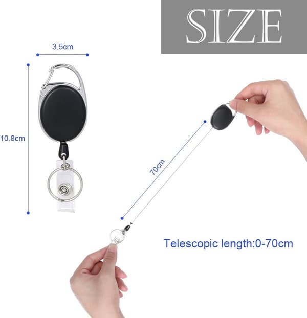 Längd Retractable Retractable Reel, 6Pcs Heavy Duty Karabiner Ba