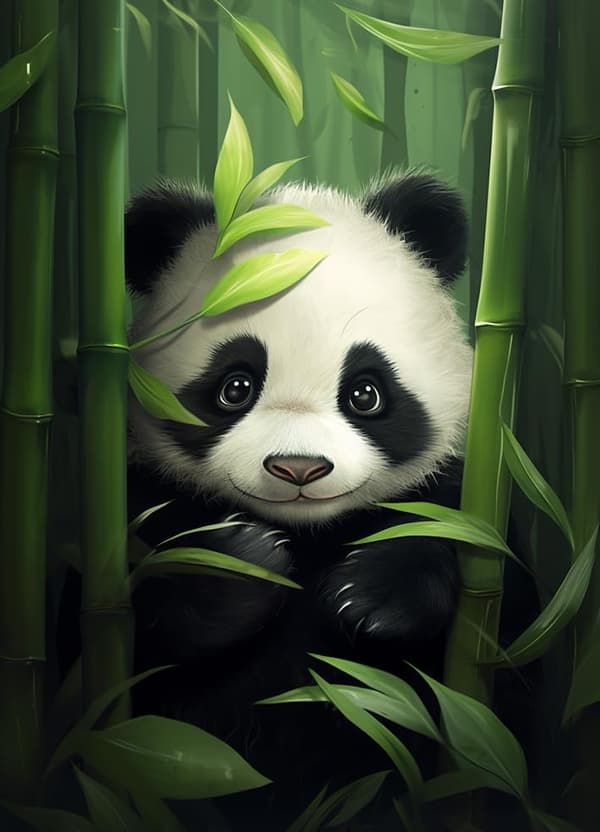 30*40CM 5D Diamantmaleri Sæt, Grøn Bambus Panda Fuld Rhinesto