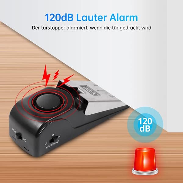 2-pack svarta dörrstoppar med larm, halkfria gummi