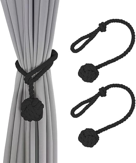 Black Curtain Tieback, 2 delar Gardin Tieback, Handstickad Cu