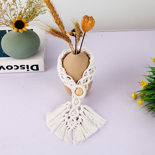 4 stk. gardinbindere, hvide gardinbindere i landlig stil til Boho-gardiner