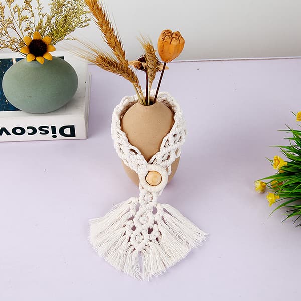 4 stk gardinbindinger, hvite gardinbindinger i bondehus-stil for Boho-gardiner