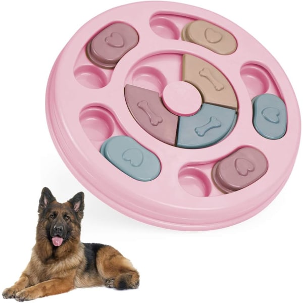 Interaktiv hundleksak, pedagogiska hundleksaker, hundleksaker med långsam matning, pedagogiska husdjursleksaker för katter och hundar (rosa)