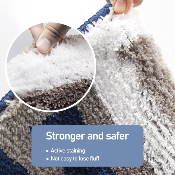 Skridsikker bademåtte køkkenmåtte fluffy bademåtte blød mikrofiber brusebadsmåtte hurtig tørring vandabsorberende maskinvaskbar - 40 x 60 cm (blå)