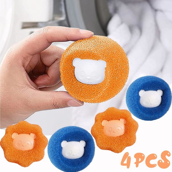(2 blå + 2 orange) 4st Återanvändbar hårfångare för tvättmaskin
