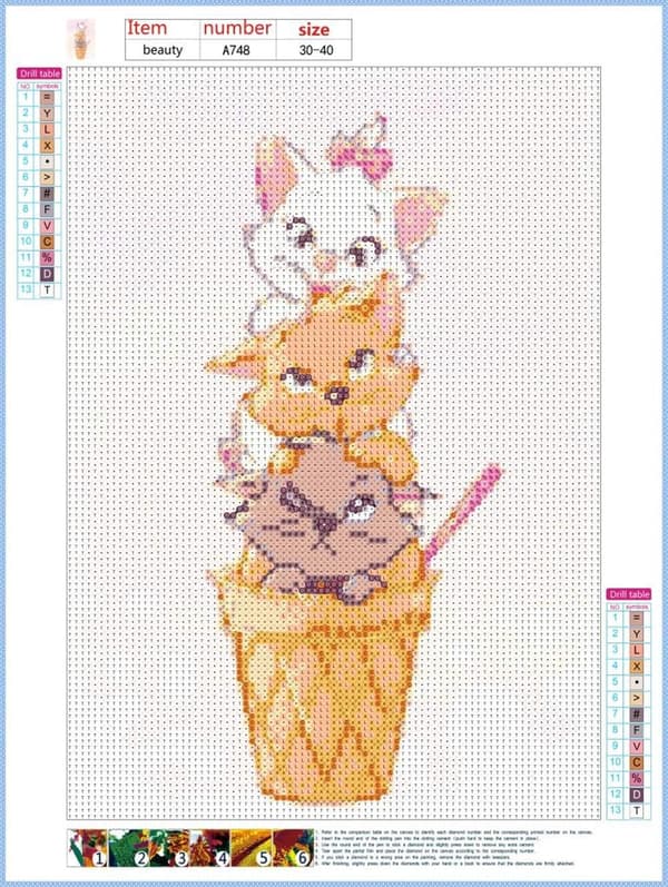 30*40CM DIY 5D Diamantmaleri Kat, Diamantbroderi Komplette C