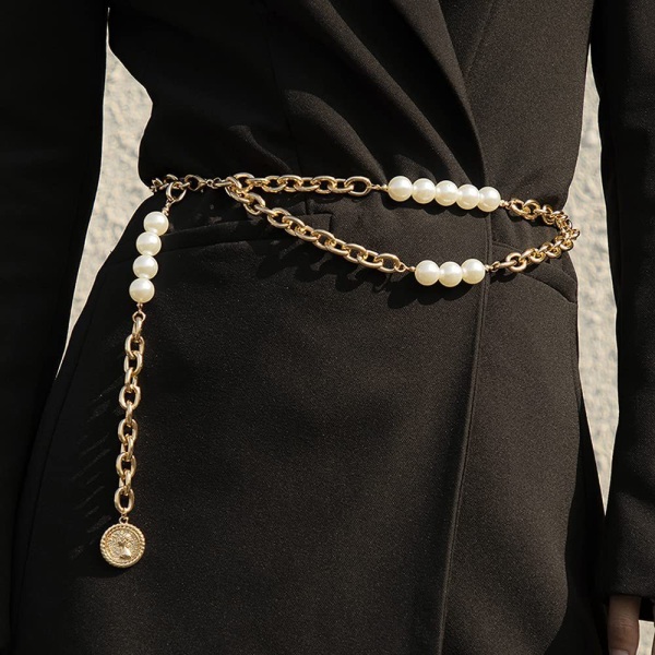 Pearl Waist Chain Coin Belly Chain Bælte Body Chain Accessories Smykker til kvinder og piger