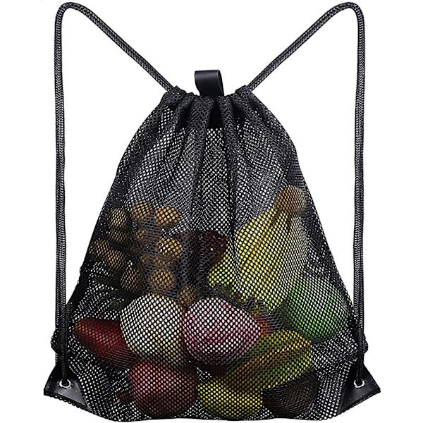 1 pakke Mesh Drawstring Bag, Mesh String Bag for Gym Laundry Shell