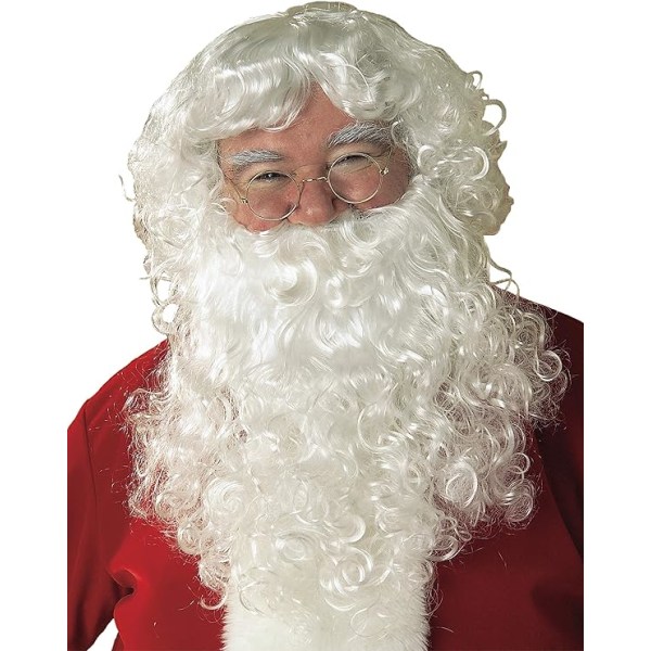 Rubiner kostyme Verdi julenisse skjegg og parykk sett
