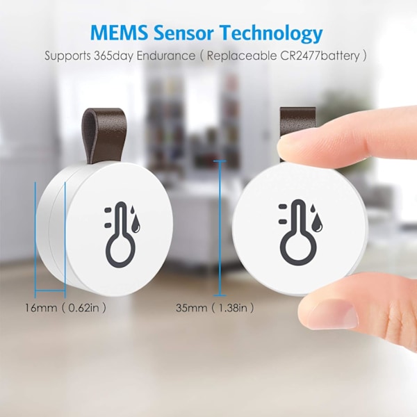 Bluetooth Indendørs Hygrometer Termometer, Mini Indendørs Termometer,