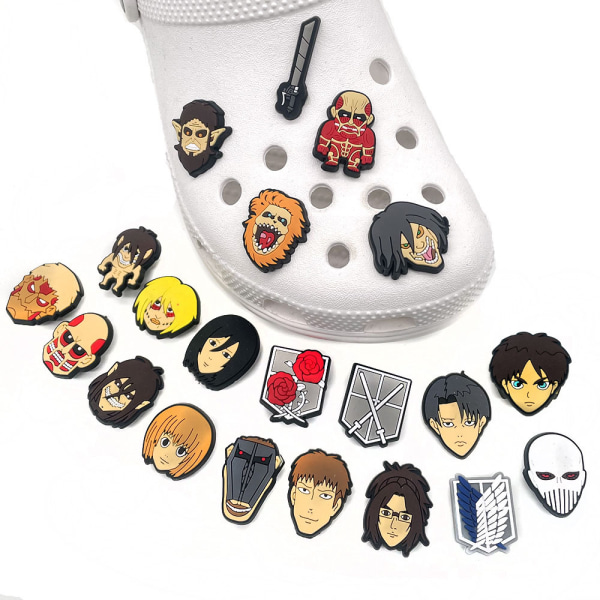 Cartoon Crocs -kengät Attack on Titan 21 Kukka Kenkä Solki PVC Pehmeä