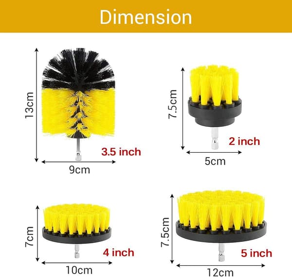 4 stk. Drill Cleaning Brush, Brush for Drill Car Tile Carpet Ba