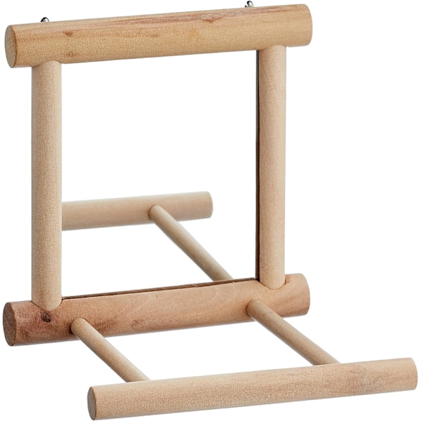 Spegel med trästolpe för fåglar 10 x 10 cm