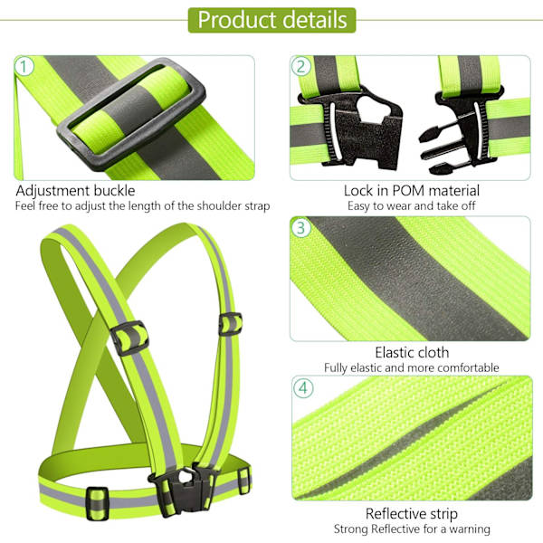 2 stk sykkelrefleksvest, motorsykkel sikkerhetsvest elastisk