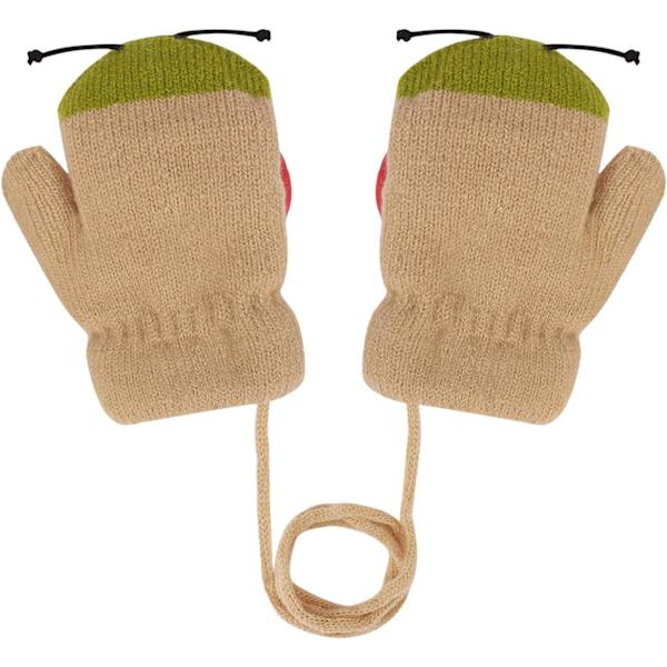 1 par Khaki insektstjocka vantar barnvantar stickade vantar vinter