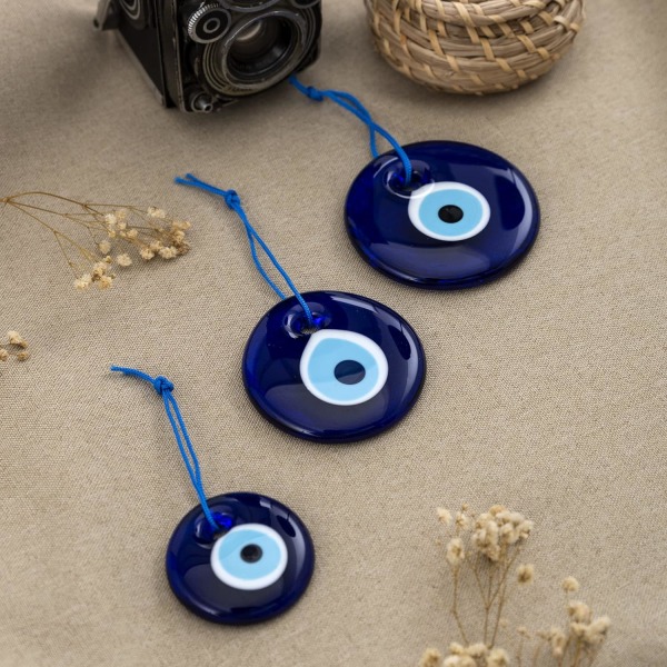 Turkish Blue Evil Eye Ornament - Turkiska Nazar Beads - Triple Evi