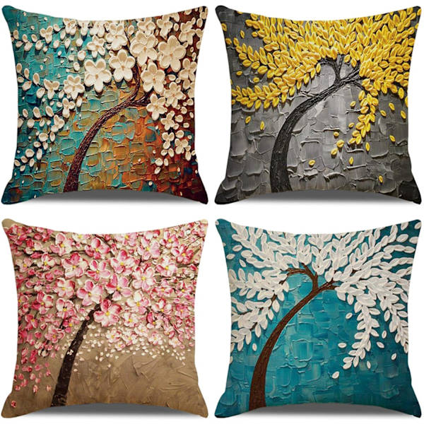 4-delt sett med bomull og lin dekorasjon sofa hjemmedekorasjon supermyk putetrekk hjemmedekorasjon stue soverom sofa putetrekk 45x45cm