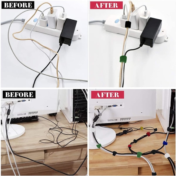 Kabelbindere [50 stk], Kabelstropper, Gjenbrukbare Kabelbindere, Kabel Sto