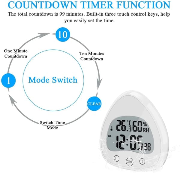 Digital badrumsklocka Vattentät Duschtimer LCD-timer ℃/℉ Temp