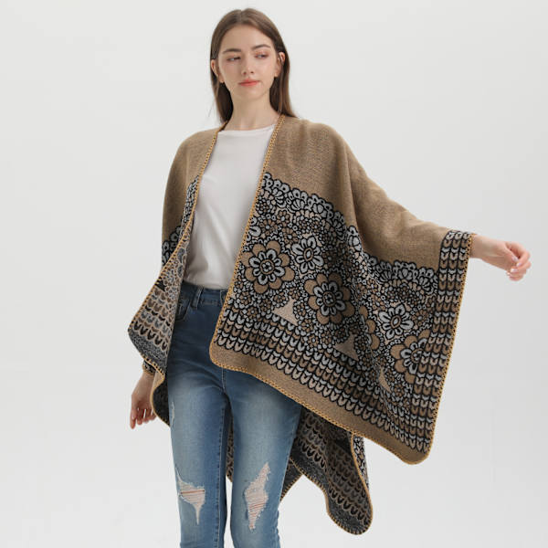 Khaki Rustic sjal damer fire sesonger multifunksjonell tykk