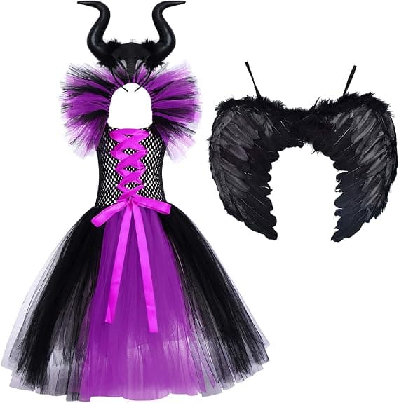 OBEEII Maleficent Kostume Piger Halloween Karneval Tutu Kjole wit