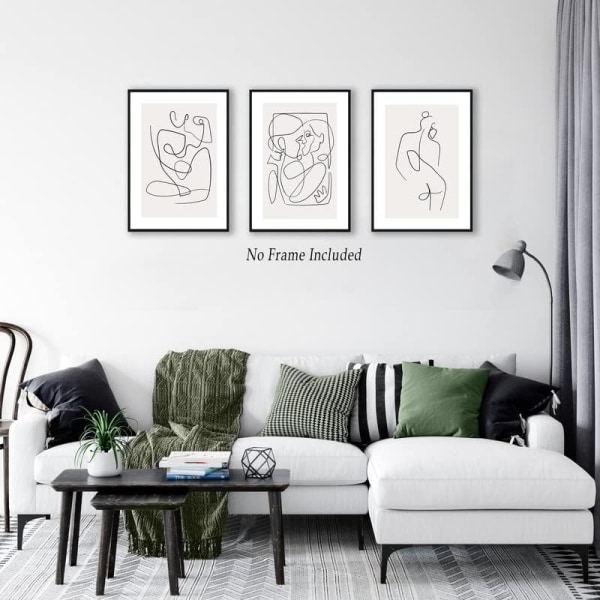 Minimalistisk linjekonsttryck Abstrakt feminin linjeaffisch Svart och
