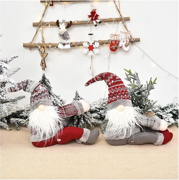 2 st julgardinband med spänne, söt tomte