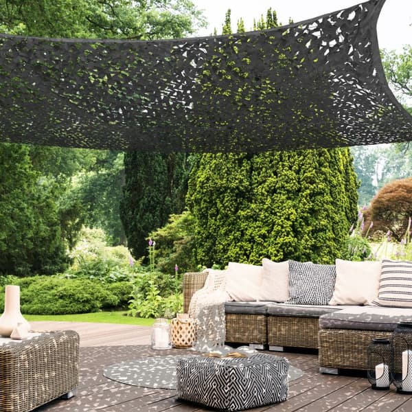 3x4m, rektangulær skygge sejl camouflage design sort parasol