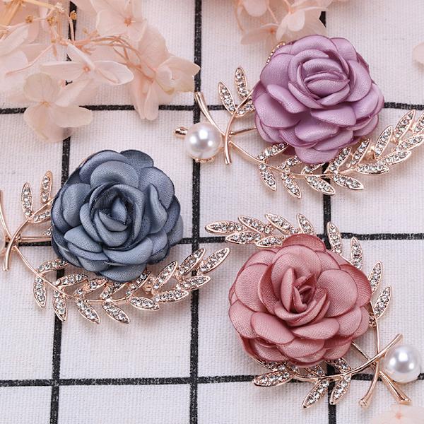 Stofrose broche pin - Blomster broche pin til kvinder og mænd, Blomster broche pin til bryllup, fest, kjole og tørklæde