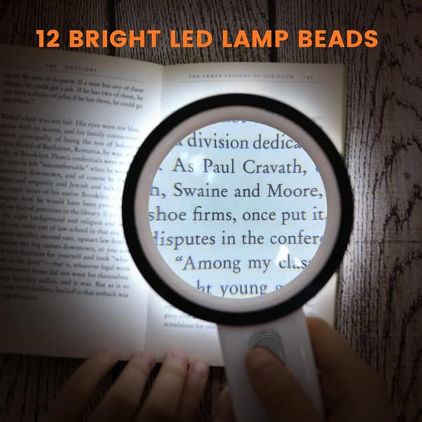 Lighted Reading Magnifier, 30X Magnifier with 12 LED Light, Handh