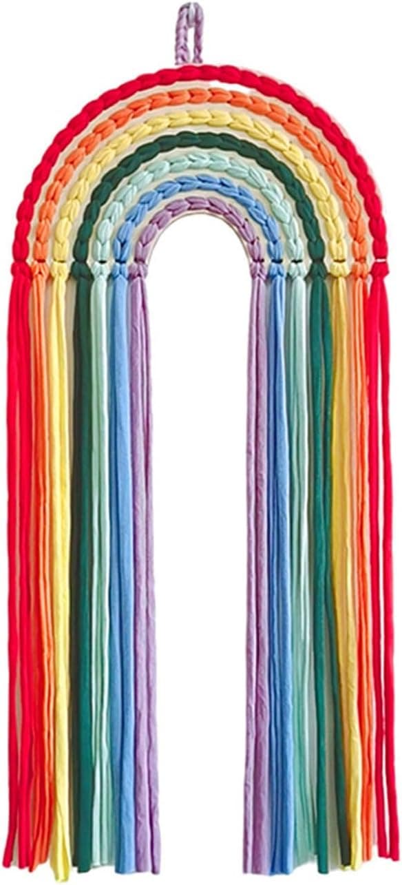 Käsinkudottu polyester sateenkaari seinävaate