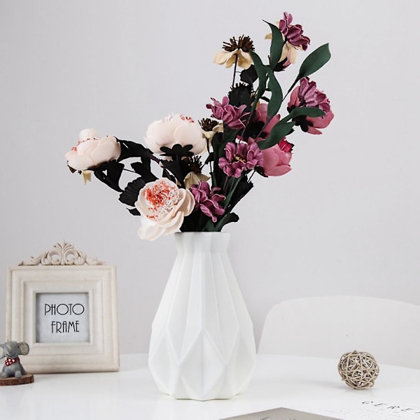 Blomster Vase Plast Vase Hjem Stue Dekoration Ornament, Hvid