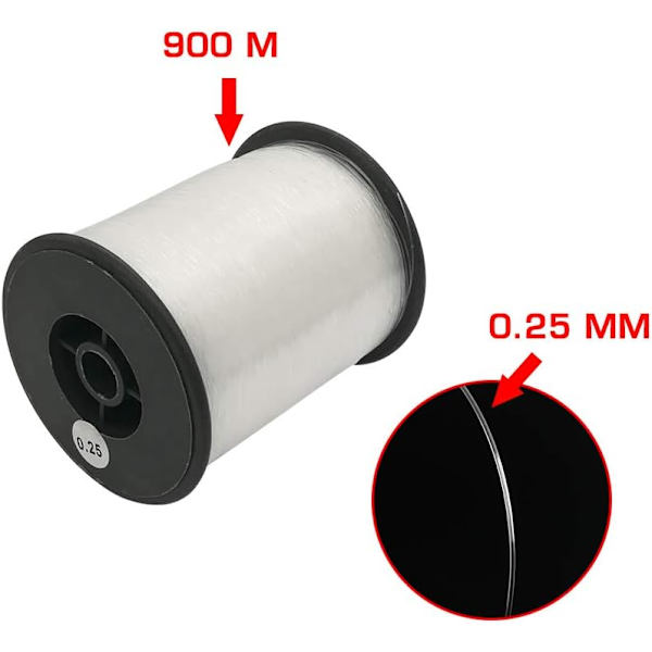 Nylon Perletråd 0,25 mm 900 m Fiskesnøre Ikke-elastisk Perletråd