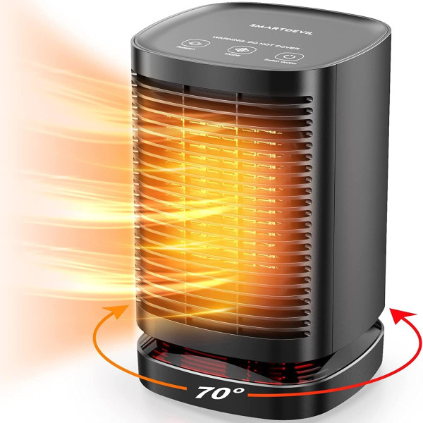 Liten oscillerande värmefläkt PTC termostat elektrisk bärbar värmare med 3 tysta lägen mini keramisk värmare för kontor