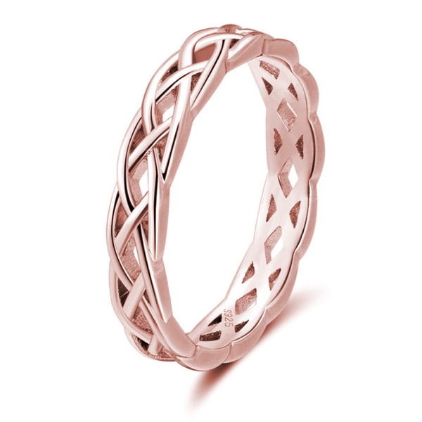 Sterling 925 hopeasormus Romanttinen monikokoinen Eternity Celtic Knot hääkihlasormus naisille, koko 6-10 (ruusukultainen koko 6)