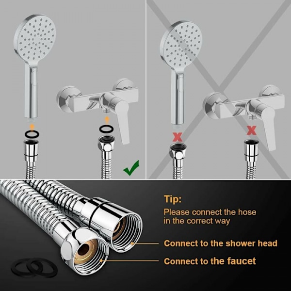 Universal bruseslange (G1/2 tommer, 2M), anti-twist og anti-kink sh
