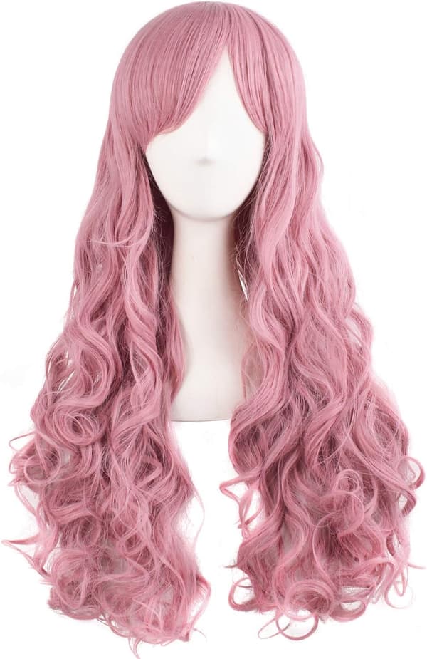 28\"/70cm Lång Lockig Flätad Damperuk (Rosa)