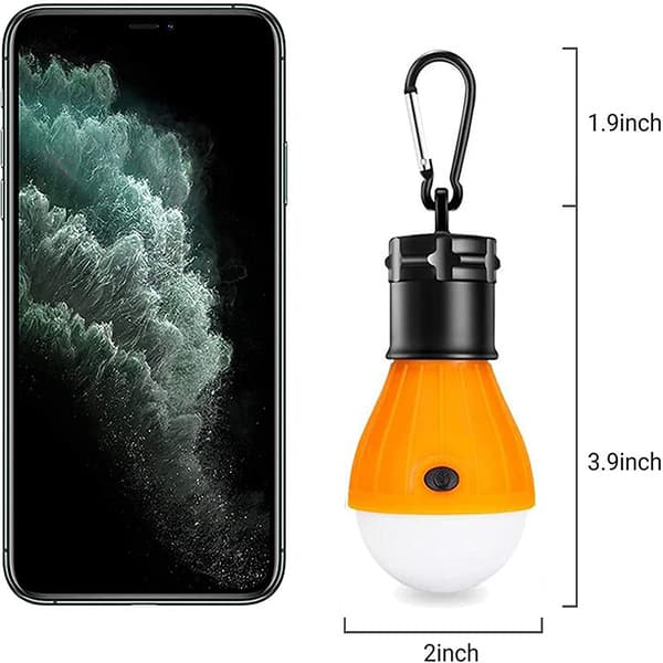 Bærbar LED-teltlampe, 4-pak, med klipskrok, LED-campinglys