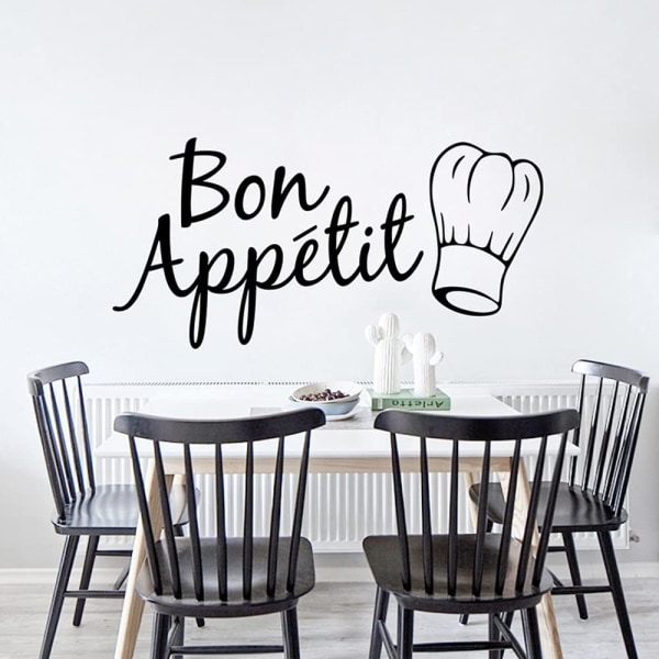 Fransk Bon Appetit-klistremerke Vinyl Veggdekor for kjøkken Spisestue Hjem Art Decoration