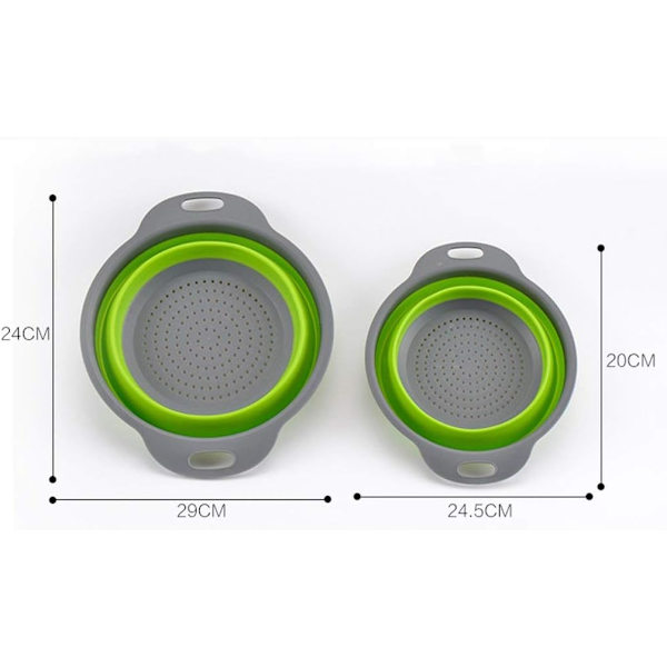 2PCS/Set Rund Form Silikon Hopvikbar Grönsaks Sil Durkslag