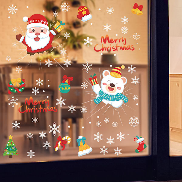 Statisk UV Santa Claus Snowman Snowflake Väggdekor Jul De