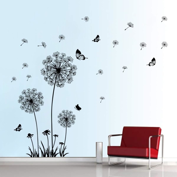 Dandelion and Butterfly Wall Decal Wall Sticker Bedroom Living Ro