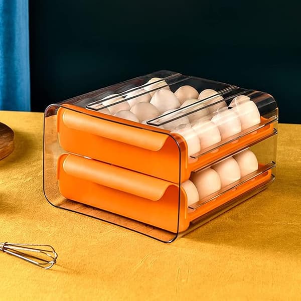 Äggbehållare, plastbricka, dubbla lager, för kylskåp, ägg