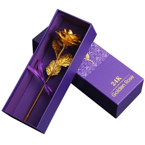 24 karat guld Rosguld ros i en 24k guld presentask