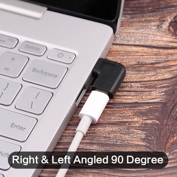 2-pakning USB Type C hann til hunn adapter, vinklet 90 grader til høyre