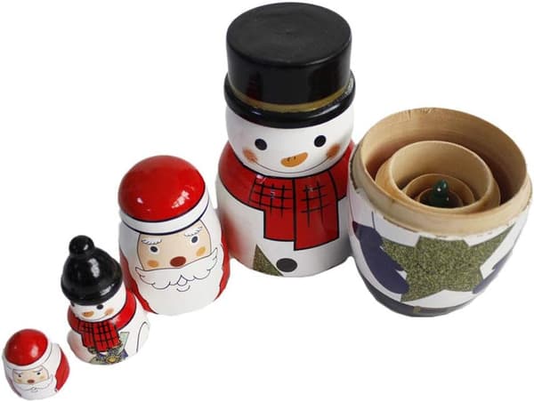 5 st färgglada handgjorda trädockor Ryska dockor Kits Chri
