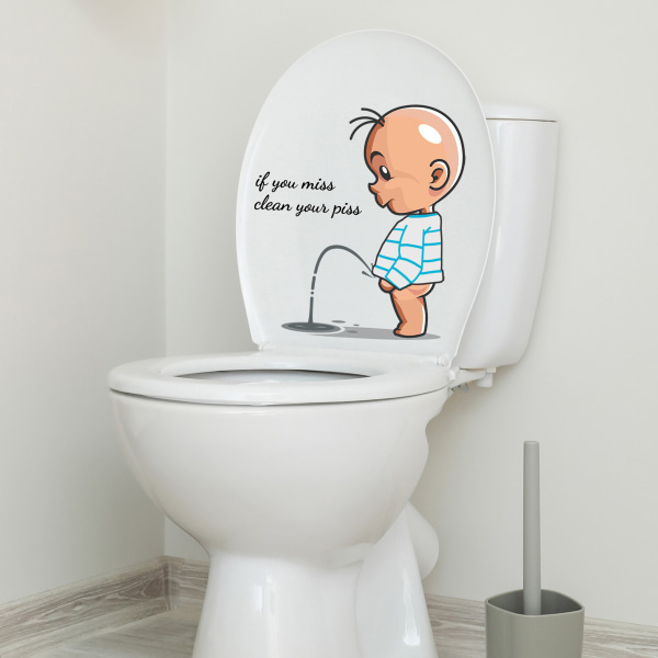 Roliga varning Toalettklistermärken Tecknat barn som urinerar toalettlock
