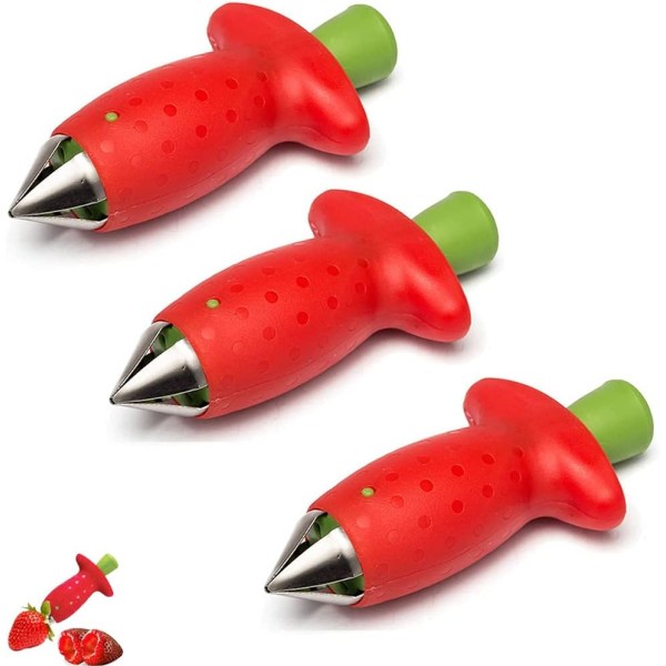 3 stk fruktkjernefjerner, jordbærfjerner, tomatseparator