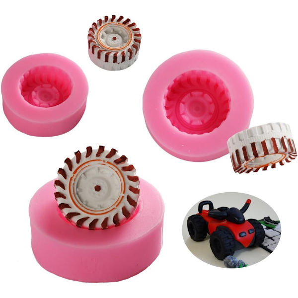 3D Rund Däck Fondantform - Lastbilshjul Form Silikonform för Su